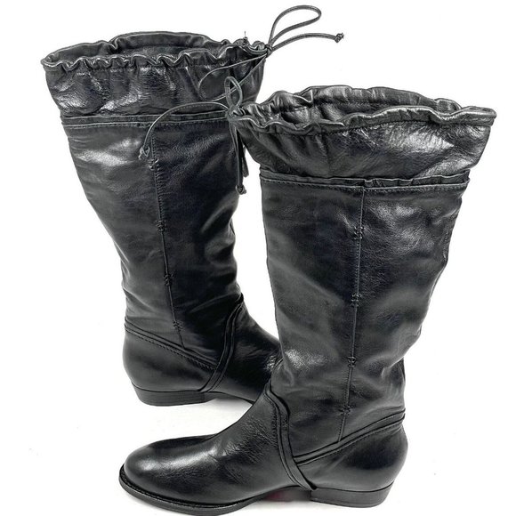 B Makowsky Boots Size‎ 6.5 M Savannah Black Leather Slouchy Tie Tall Riding - Picture 6 of 12